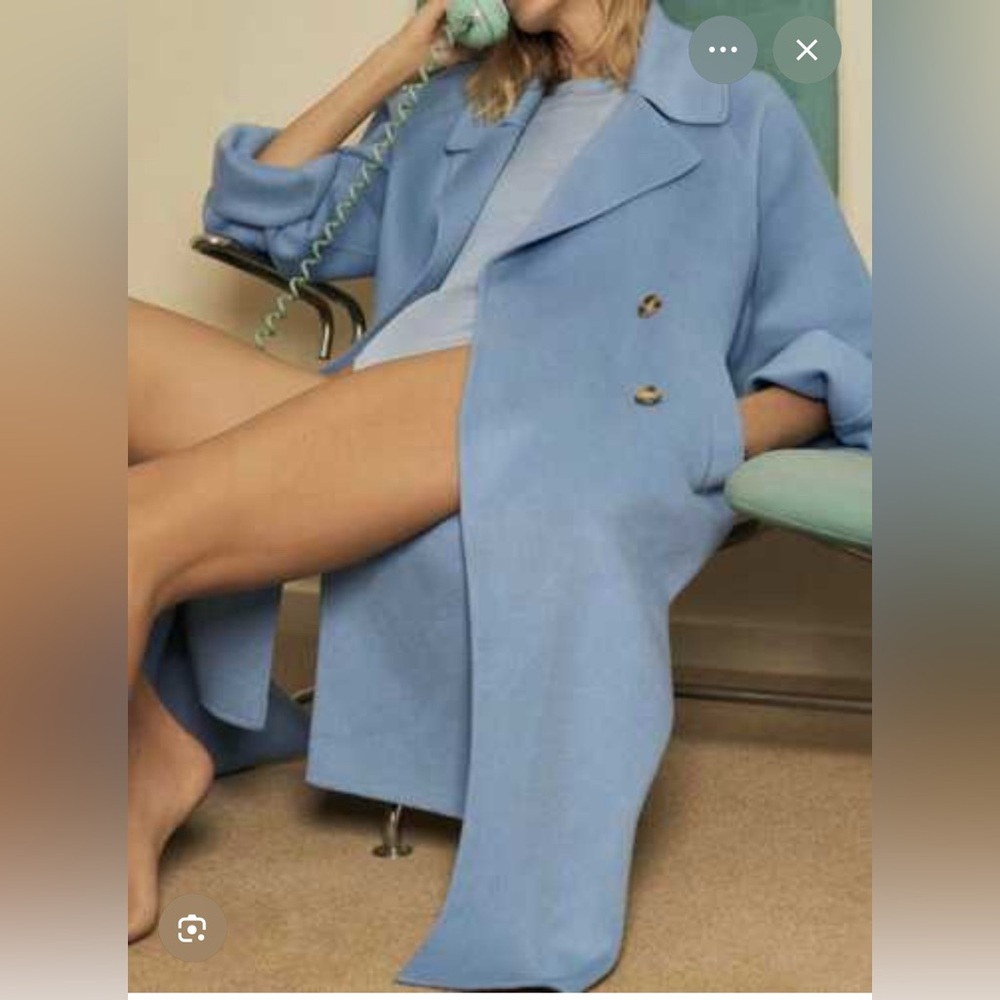 Elegant Wool Blue Women's Coat